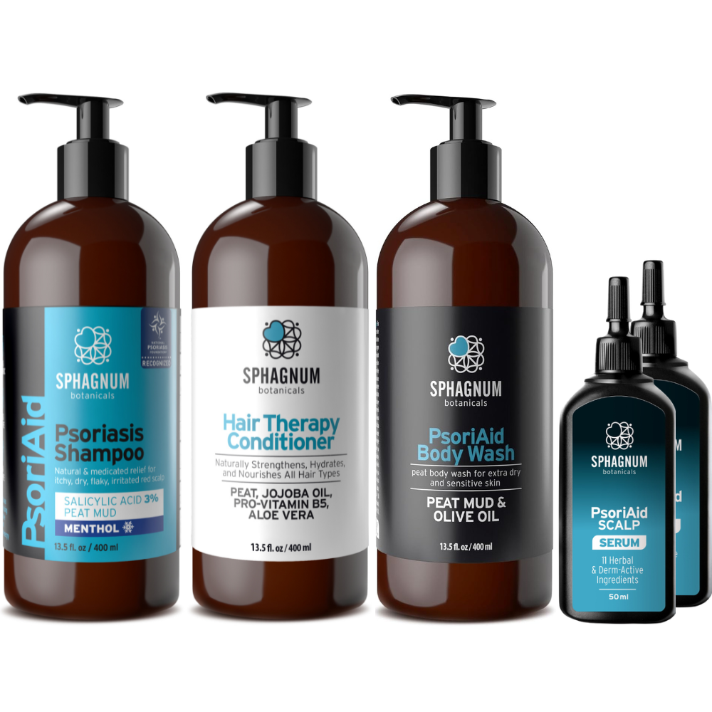 PsoriAid Intensive Routine 400ml – 2x Scalp Serum, PsoriAid+ Shampoo, Conditioner and Body Wash