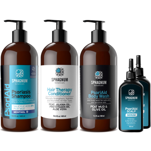 PsoriAid Intensive Routine 400ml – 2x Scalp Serum, PsoriAid+ Shampoo, Conditioner and Body Wash