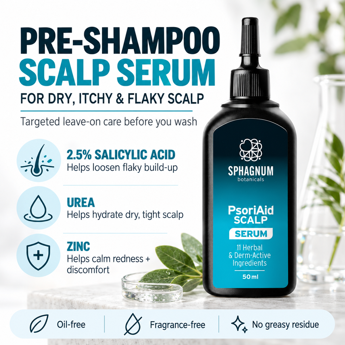 PsoriAid Scalp Serum - Pre-shampoo scalp serum for dry, itchy and flaky scalp