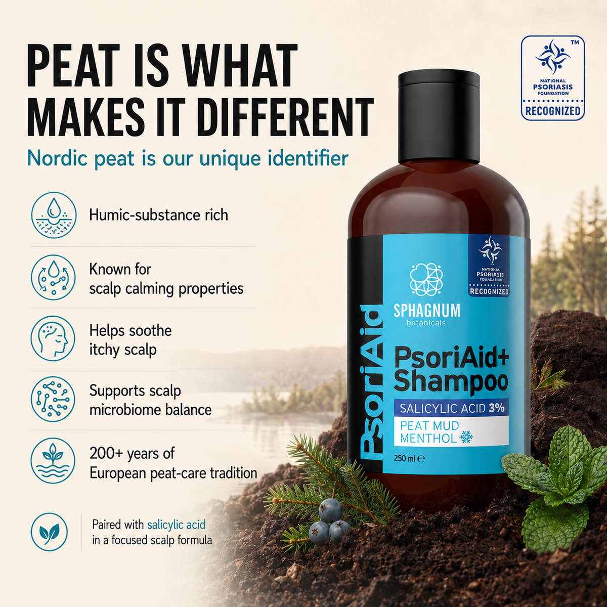 PsoriAid+ Shampoo - Peat is what makes it different