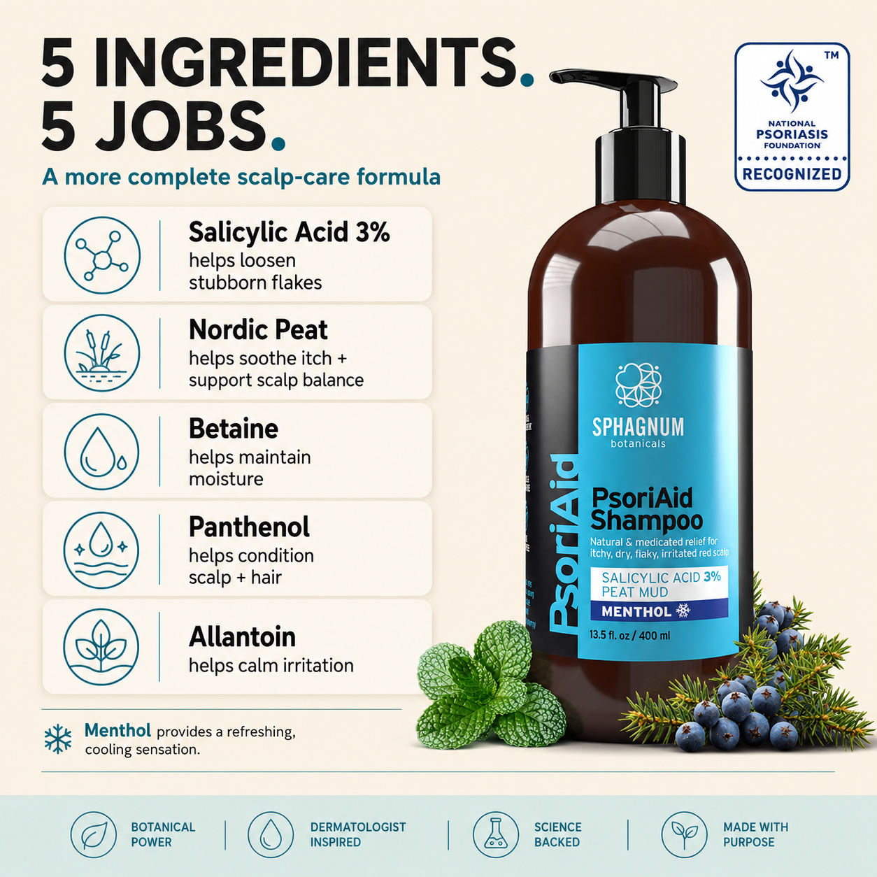 PsoriAid+ Shampoo - 5 ingredients, 5 jobs