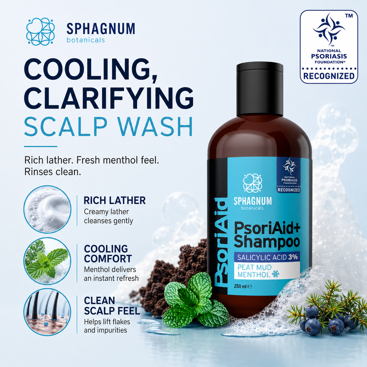 PsoriAid+ Shampoo - Cooling, clarifying scalp wash
