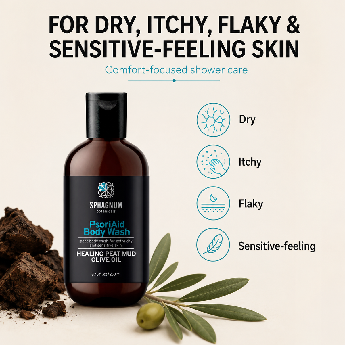 PsoriAid Body Wash - For dry, itchy, flaky and sensitive-feeling skin